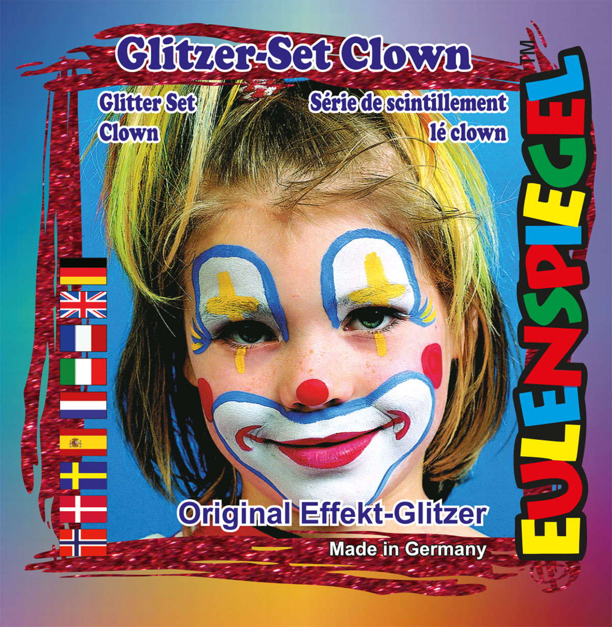 Glitzer Set Clown Juwel (m), Ru.Rot, Gold-Juwel (m), SaphirBl
