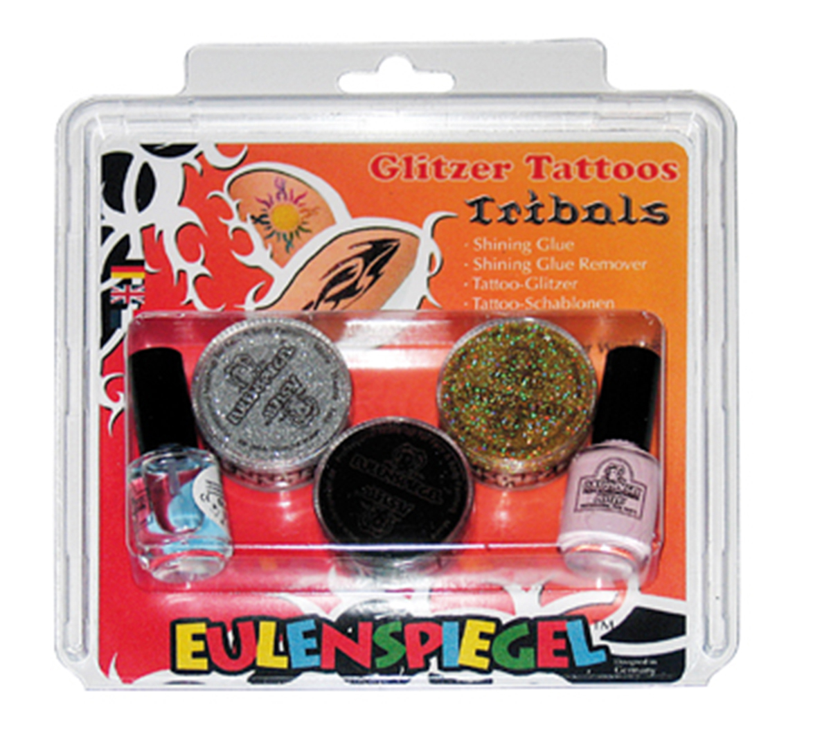 Glitzer Tattoo-Set Tribals (XL) Shining Glue, Remover, Glitzer, Schablonen