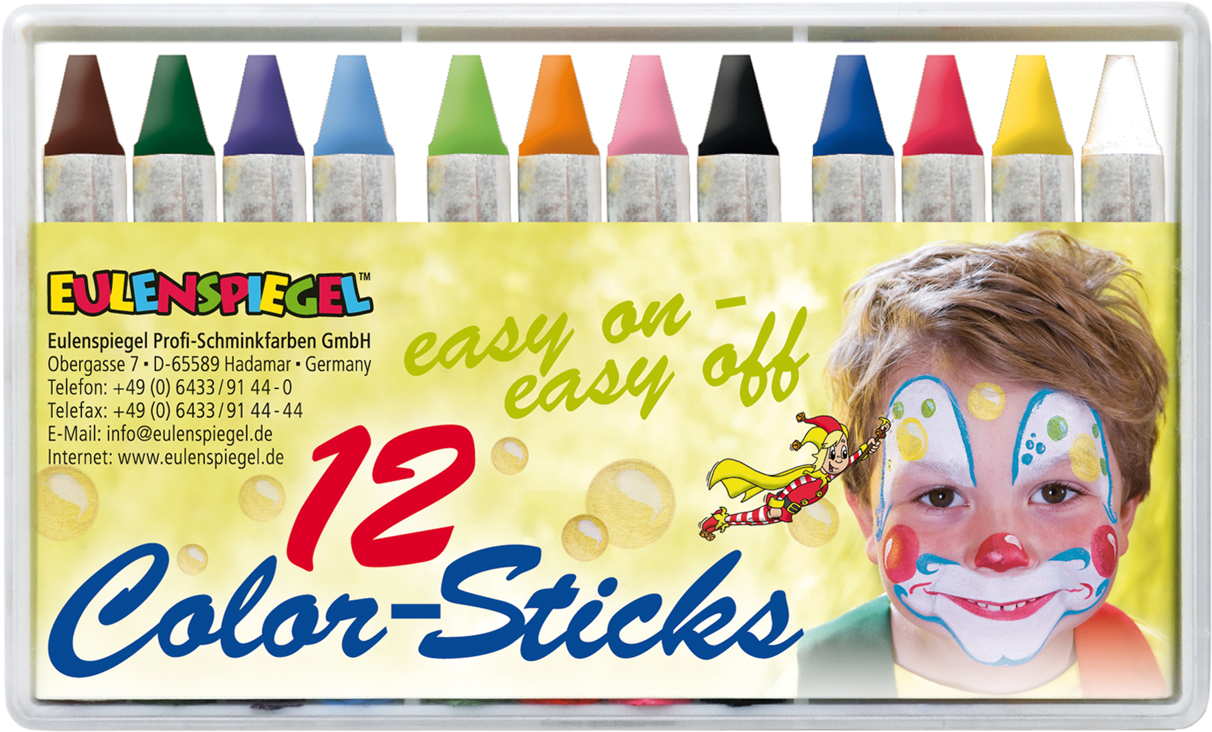 Color-Sticks - 12 Stück Eulenspiegel Profi-Qualität