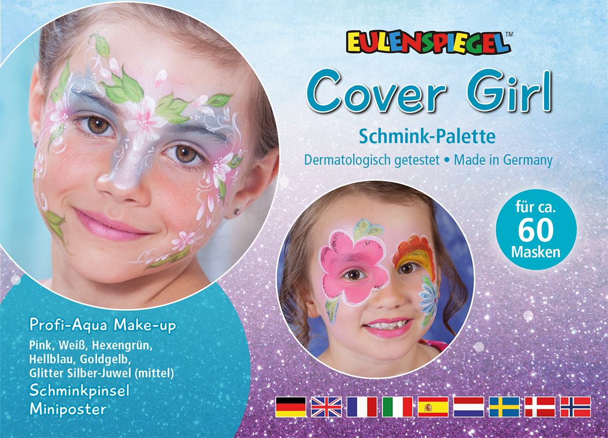 Cover Girl - Schminkpalette mit Anleitung 5 Farben, 1 Glitzer, 1 Pinsel