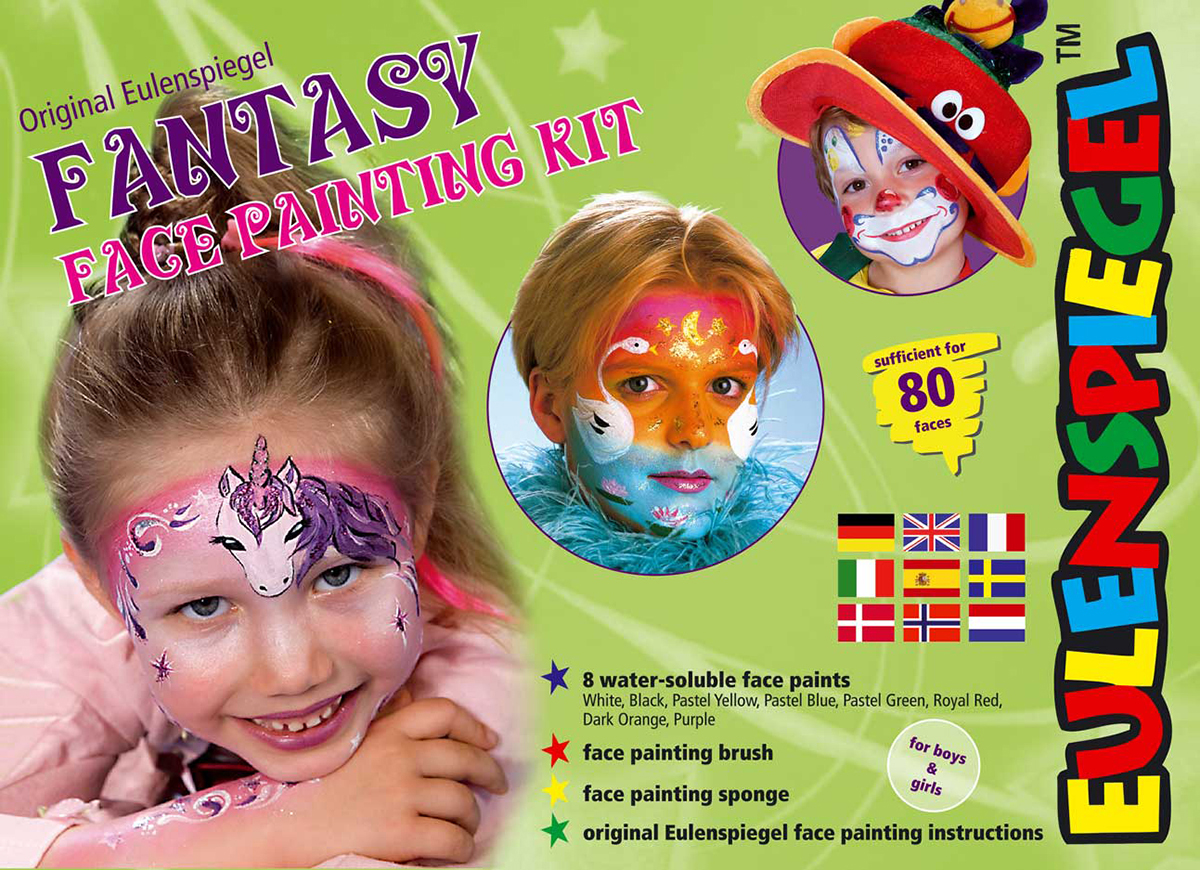 Fantasy Face Painting Kit 8 Colors, Brush & Instruction