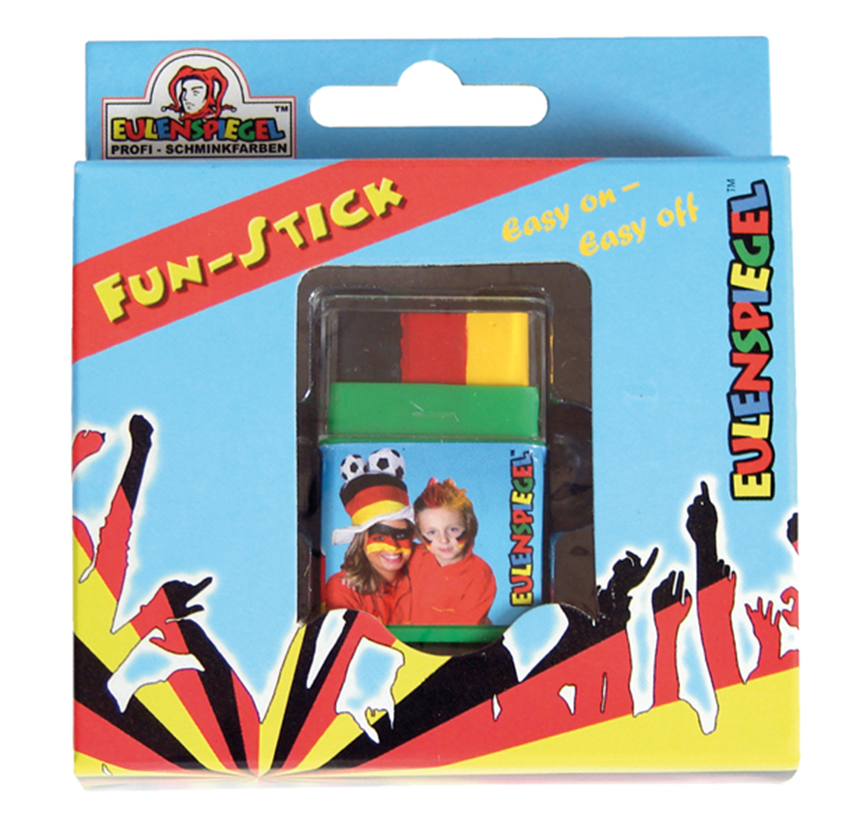 Fun-Stick (Schwarz/Rot/Gelb) Jumbo zum Herausdrücken in Box