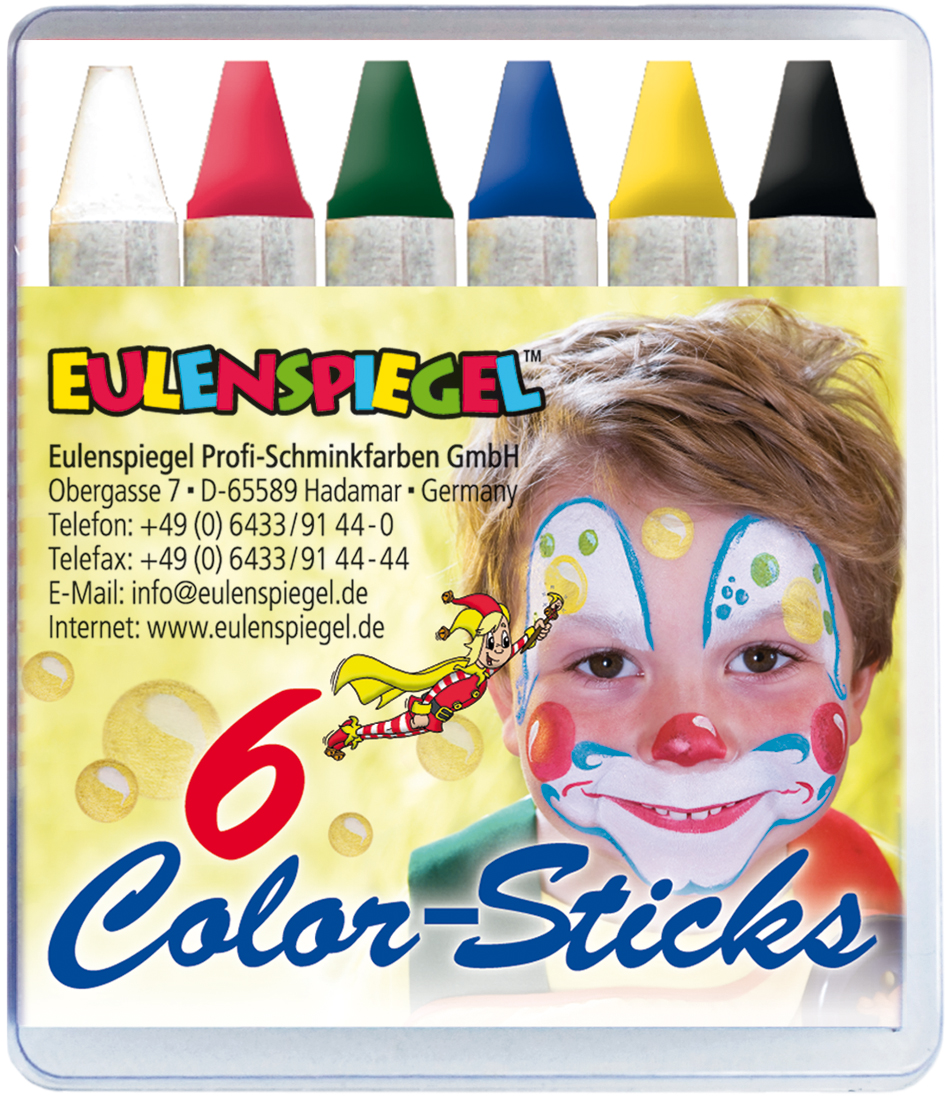 Color-Sticks - 6 Stück Eulenspiegel Profi-Qualität