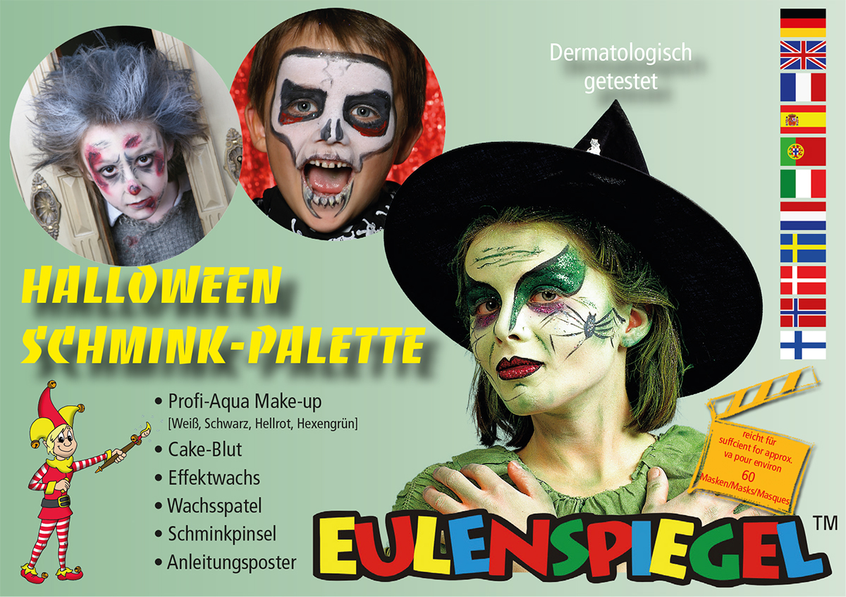 Halloween-Palette mit Wachs, Blut und Zubehör