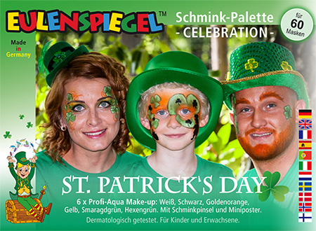 St. Patrick's Day Celebration - Schminkpalette 6 Farben, Pinsel und Anleitung